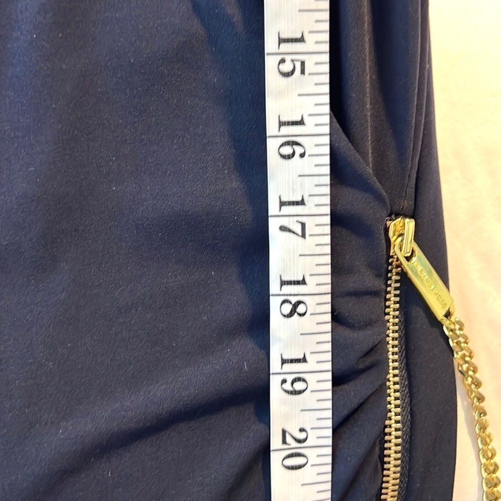 💙Michael Kors,Gorgeous Ruched Navy Asymmetrical Dress,Exposed Side Zip,Size M - Picture 11 of 11